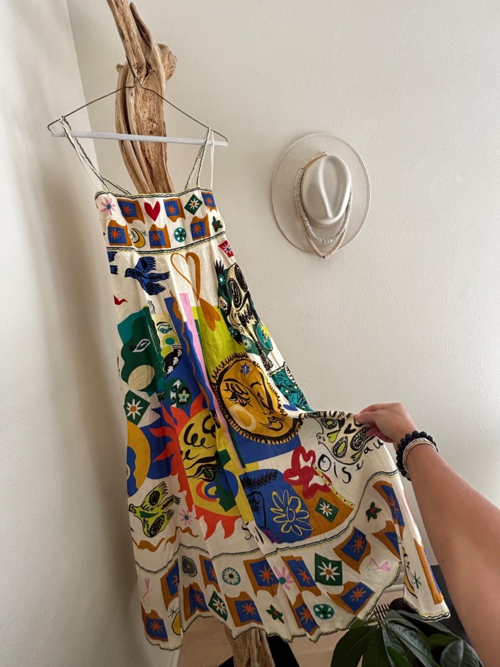 ALÉMAIS Surrealist Summer Linen Sundress Multicolor - Picture 3 of 7